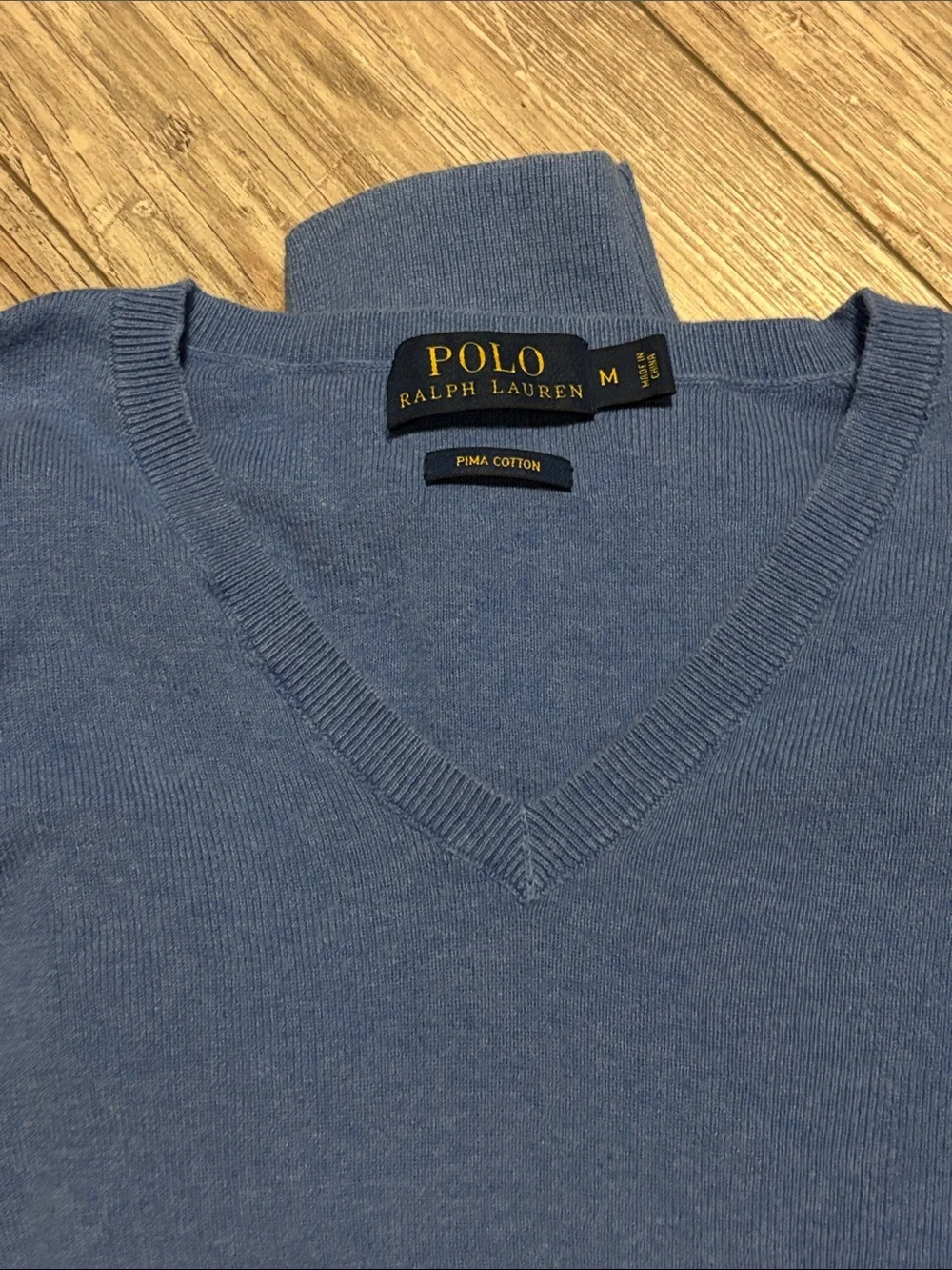 Polo by Ralph Lauren Light Blue V-Neck Sweater with Yellow Pony